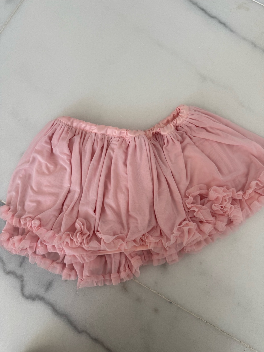 Women’s  Pink Layered Tulle Skirt with Elastic Waist - Picture 3 of 3